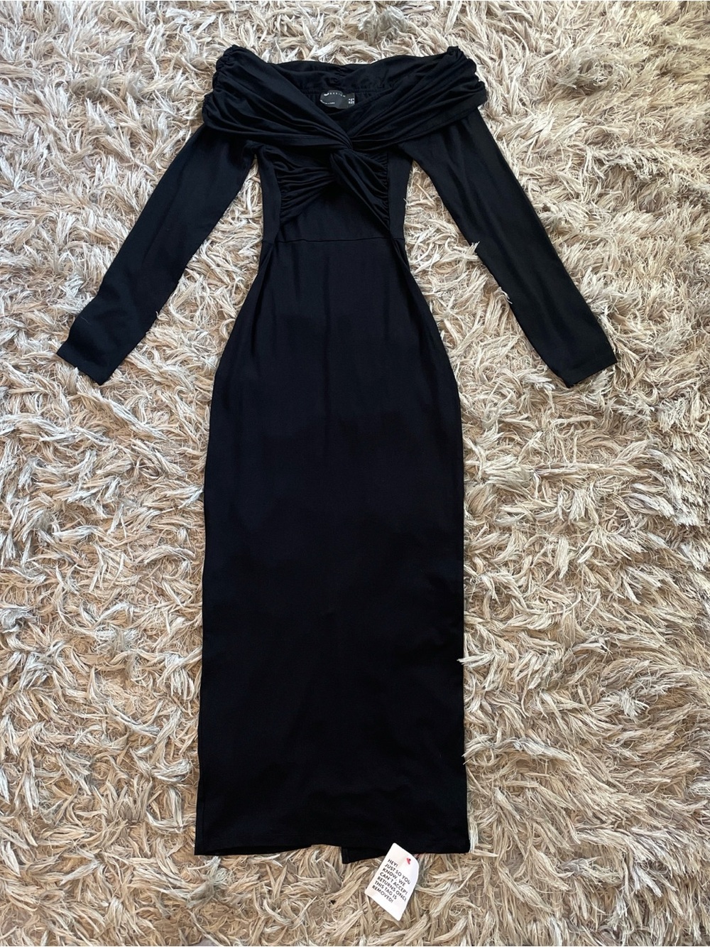 ASOS Black Off-Shoulder Twist Front Maxi Dress